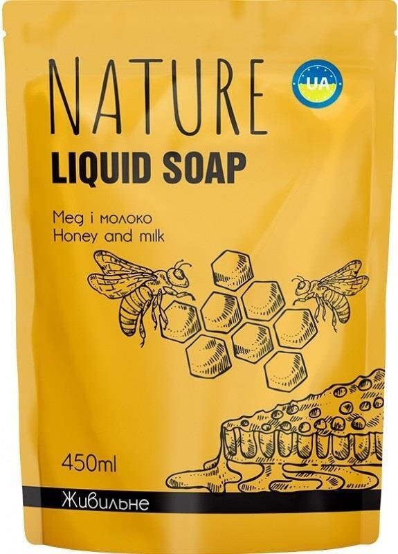 Мило рідке Bioton Cosmetics Мед і молоко косметичне, дой-пак, 450 мл