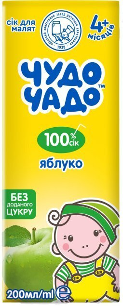 Сік Чудо-Чадо яблучний, без цукру, 200 мл