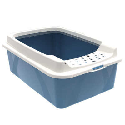 Туалет Rotho MyPet Cat Toilet Bonnie ECO відкритий для котів з рамкою, колір блакитний