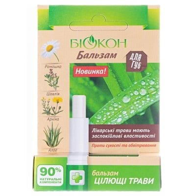 Бальзам для губ Біокон Цілющі трави, 4,6 г