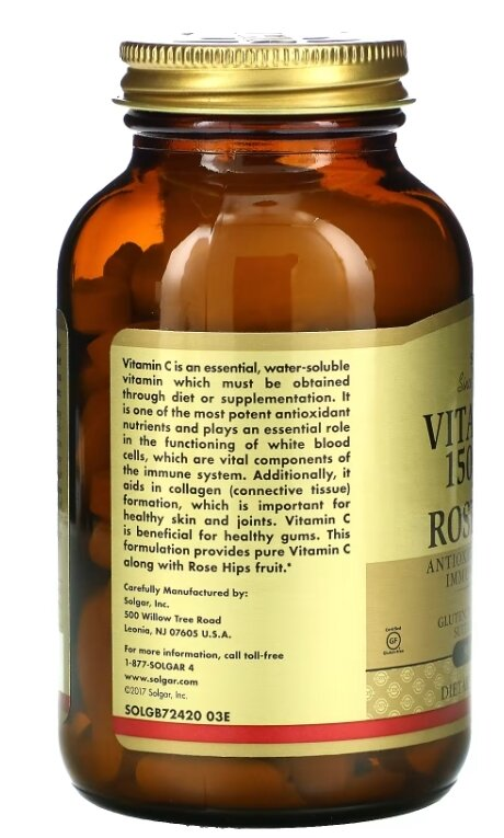 Вітамін С з шипшиною Solgar Vitamin C 1500 мг with Rose Hips таблетки №90