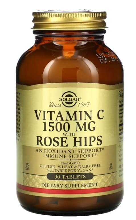 Вітамін С з шипшиною Solgar Vitamin C 1500 мг with Rose Hips таблетки №90