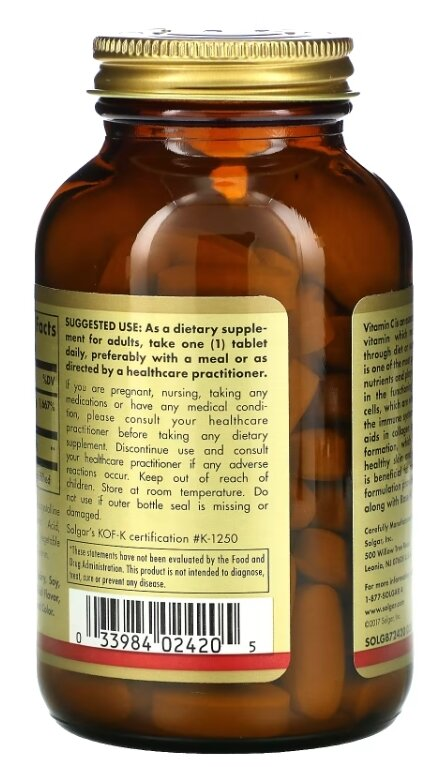 Вітамін С з шипшиною Solgar Vitamin C 1500 мг with Rose Hips таблетки №90