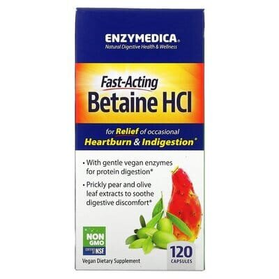 Бетаїн гідрохлорид Enzymedica Betaine HCI, 120 капсул