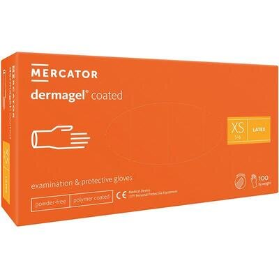 Рукавички оглядові Mercator Medical Dermagel Coated латексні непудровані, розмір XS, нестерильні, 100 штук