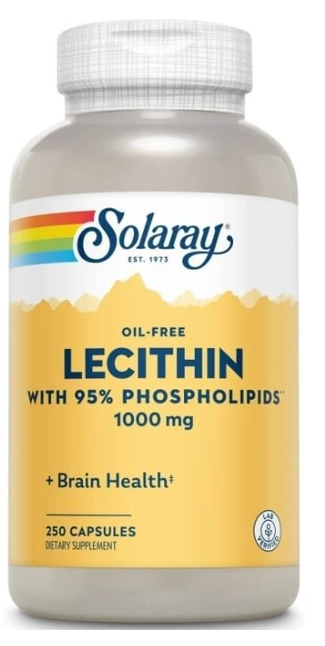 Лецитин соєвий Solaray Lecithin 500 мг, 250 капсул