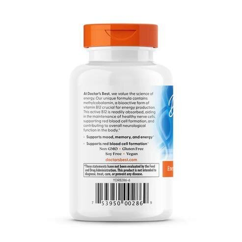 Вітамін В12 1500 мкг Doctor's Best Fully Active B12, 60 вегетаріанських капсул