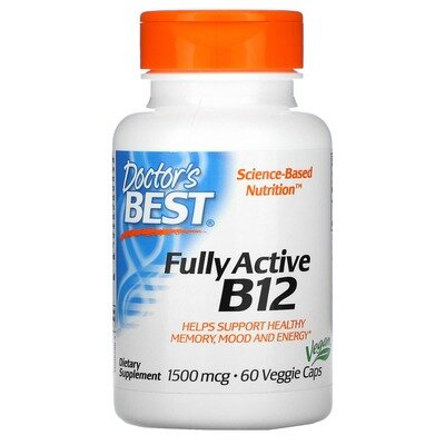 Вітамін В12 1500 мкг Doctor's Best Fully Active B12, 60 вегетаріанських капсул