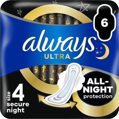 Прокладки гігієнічні Always Ultra Secure Night, 7 крапель, 4 розмір, 6 шт