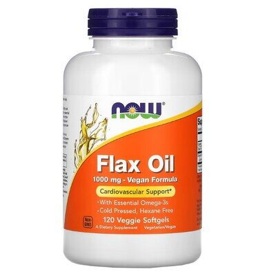 Лляна олія NOW Flax Oil Vegan Formula 1000 мг вег. капсули №120