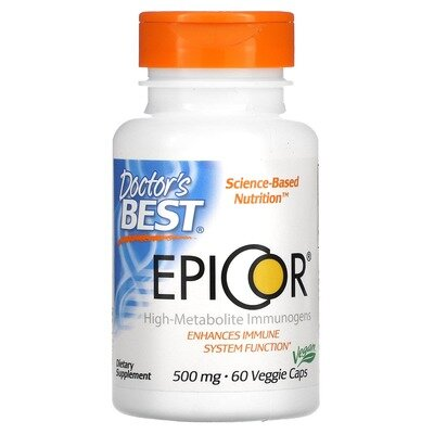 Захист імунітету Doctor's Best Epicor 500 мг, 60 вегетаріанських капсул