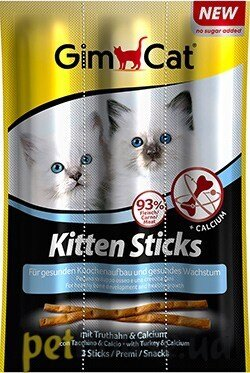 Ласощі для кошенят GimCat Kitten Sticks з індичкою та кальцієм, 3 штуки