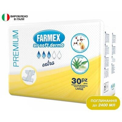 Підгузки для дорослих Farmex Premium Air Soft Dermo Extra, розмір L, 30 штук