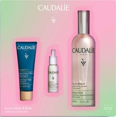 Набір Caudalie Beauty Elixir 2022 (Еліксир-вода для обличчя 100мл, Сироватка для обличчя 10мл, Маска Детокс 15мл)