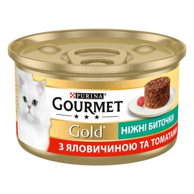 Корм вологий для кішок Purina Gourmet Gold Ніжні биточки з яловичиною і томатами, 85 г