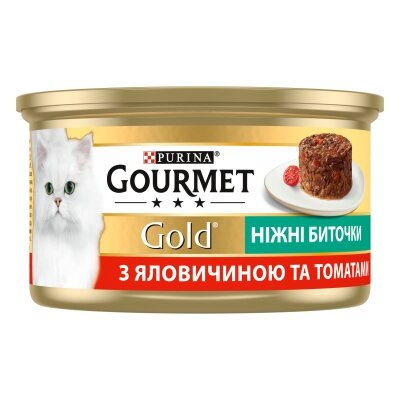 Корм вологий для кішок Purina Gourmet Gold Ніжні биточки з яловичиною і томатами, 85 г