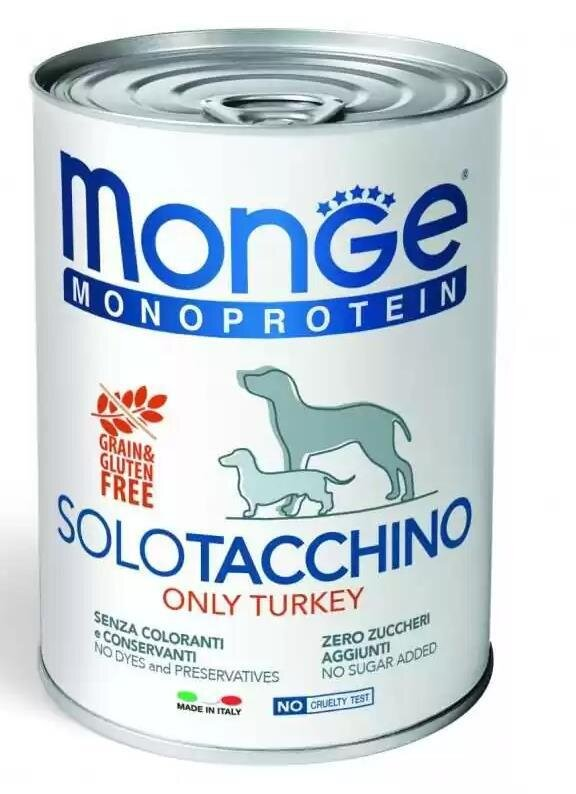 Корм вологий Monge Dog Solo 100% для собак, індичка, 400 г