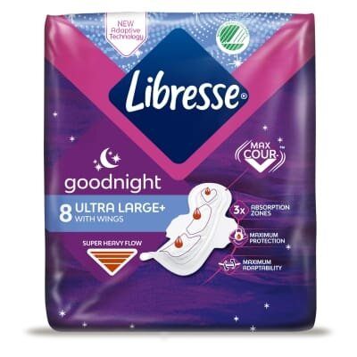 Прокладки гігієнічні Libresse Goodnight Ultra Large, 8 шт