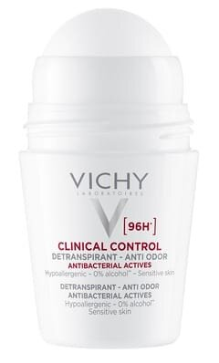 Дезодорант-антиперспірант кульковий Vichy 96h Clinical Control проти надмірного потовиділення та запаху, 50 мл