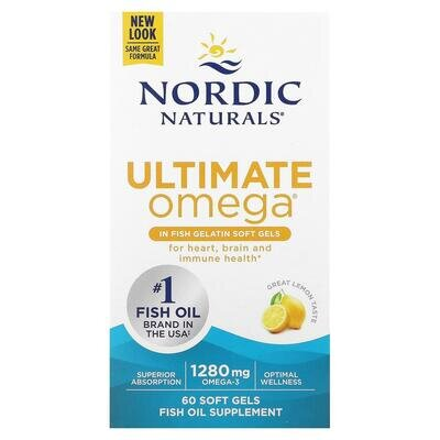 Омега Nordic Naturals Ultimate Omega 640 мг, лимон, 60 гелевих капсул