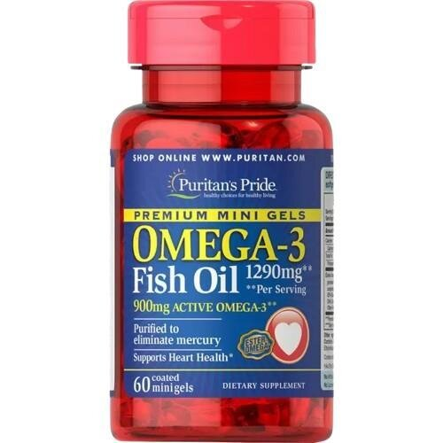 Омега-3 риб'ячий жир Puritan's Pride Omega-3 Fish Oil (450 мг Active Omega-3) Mini Gels, 60 міні капсули