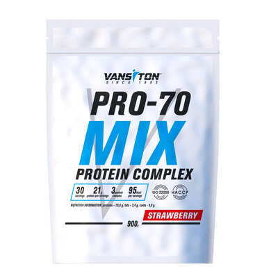Протеїн Vansiton Pro-70 Mix Protein Complex, полуниця, 900 г