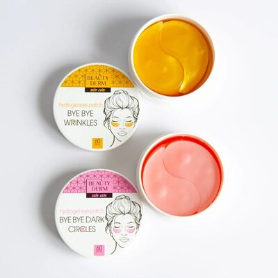 Патчі для шкіри навколо очей Beauty Derm золоті гідрогелеві Bye Bye wrinkles, 60 шт