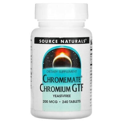 Хром Source Naturals Chromemate Chromium GTF 200 мкг, 240 таблеток