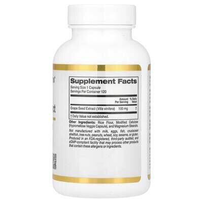 Екстракт кісточок французького винограду California Gold Nutrition French Grape Seed Extract 100 мг, 120 капсул