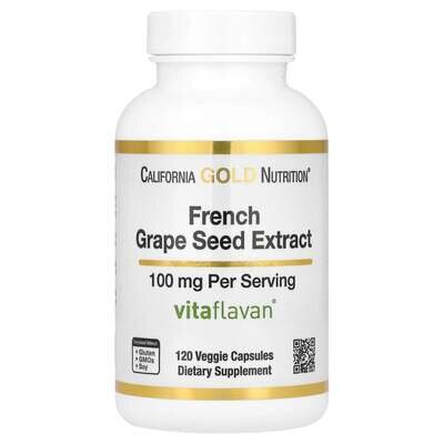 Екстракт кісточок французького винограду California Gold Nutrition French Grape Seed Extract 100 мг, 120 капсул