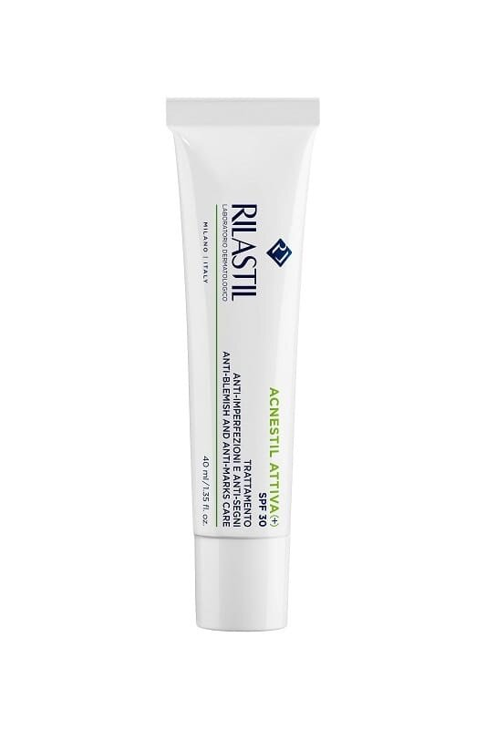 Крем для обличчя Rilastil Acnestil Attiva+ SPF 30 для комплексного догляду за шкірою схильною до акне, 40 мл