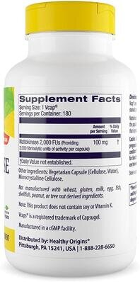 Наттокіназа Healthy Origins Nattokinase 2000 FU's 100 мг, 180 капсул