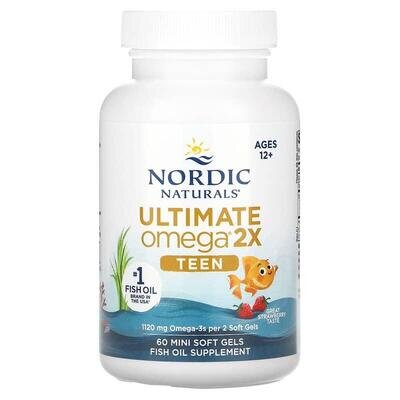 Омега Nordic Naturals Ultimate Omega 2X Teen для підлітків, полуниця, міні-капсули м'які №60