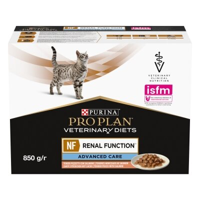 Корм вологий для дорослих кішок Purina Pro Plan Veterinary Diets NF Renal Function Advanced Care при хворобах нирок, з лососем, 10 штук по 85 г