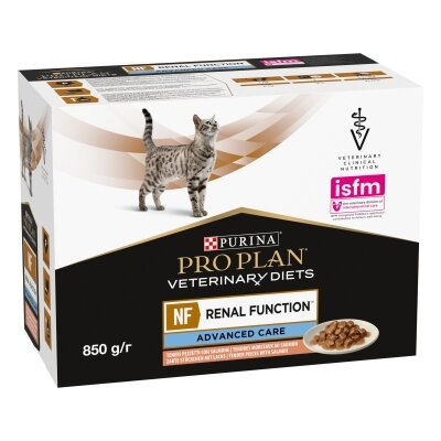 Корм вологий для дорослих кішок Purina Pro Plan Veterinary Diets NF Renal Function Advanced Care при хворобах нирок, з лососем, 10 штук по 85 г