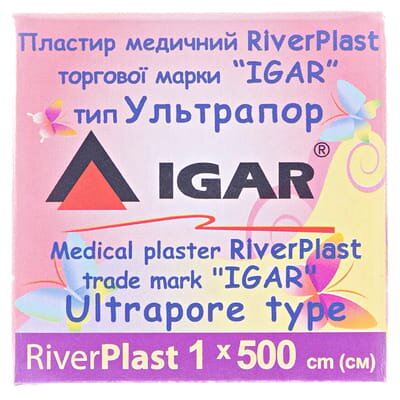 Пластир медичний IGAR RiverPlast тип Ультрапор на нетканій основі 1 см х 500 см, 1 штука