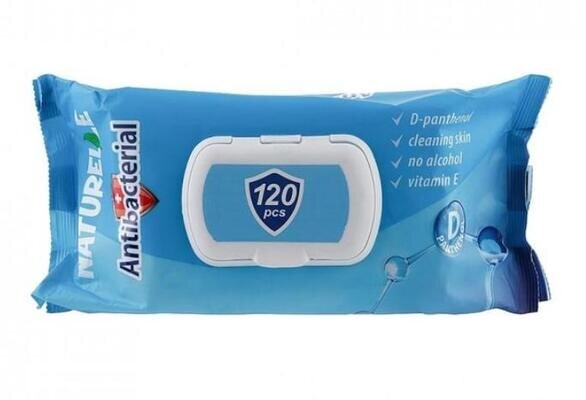 Серветки вологі Naturelle Antibacterial з D-пантенолом, 120 штук