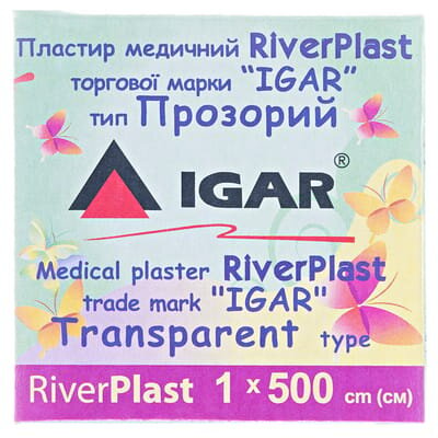 Пластир медичний IGAR RiverPlast тип Прозорий на полімерній основі (поліетилен) 1 см х 500 см, 1 штука