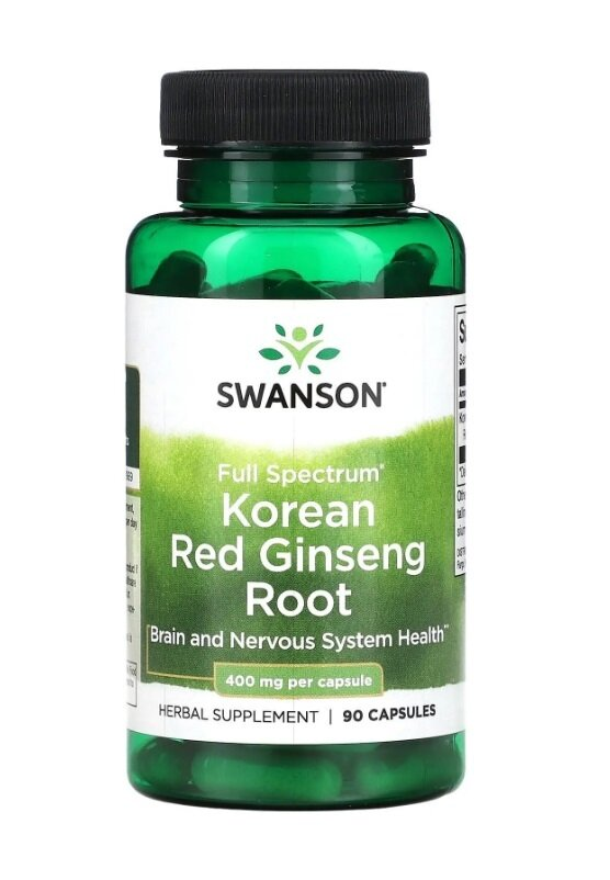 Женьшень червоний корейський Swanson Korean Red Ginseng корінь, 400 мг, 90 капсул