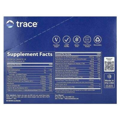 Електроліти Trace Minerals Electrolyte Stamina Power Pak зі смаком малини, 30 пакетів