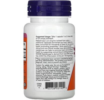 Наттокіназа NOW Nattokinase 100 мг вег. капсули №60