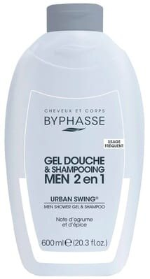 Гель-шампунь для душу Byphasse Men 2 In 1 чоловічий Urban Swing, 600 мл