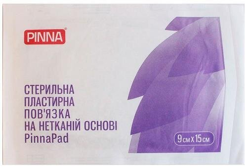 Пов'язка пластирна PinnaPad 9 см х 15 см на нетканій основі стерильна, 1 штука