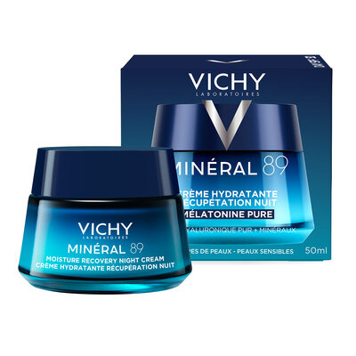 Крем для обличчя Vichy Mineral 89 нічний, відновлювальний, зволожувальний для всіх типів шкіри з чистим мелатоніном, 50 мл