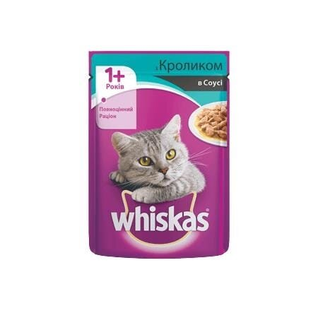 Корм вологий Whiskas для дорослих кішок із кроликом у соусі, 100 г
