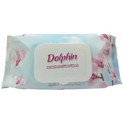 Серветки вологі Dolphin Orchid Blossom, з клапаном, 60 шт