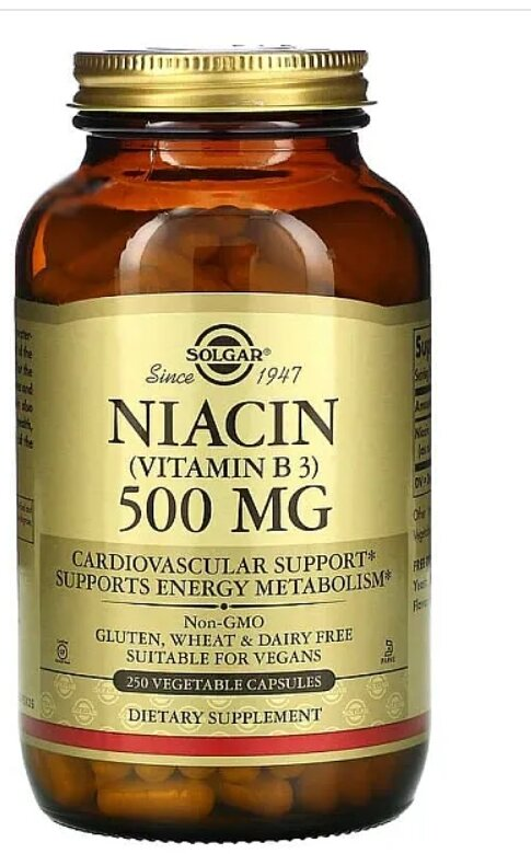 Ніацин Solgar Niacin (Vitamin B3) 500 мг вег. капсули №250