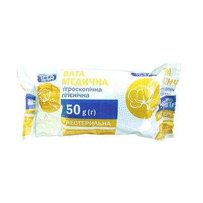 Вата нестерильна Teta медична гігроскопічна, ролик, 50 г