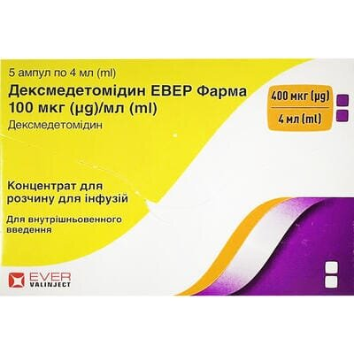 Дексмедетомідин Евер Фарма концентрат для р-ну д/інф. 100 мкг/мл по 4 мл №5 в амп.