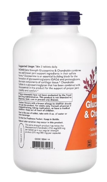 Глюкозамін та хондроїтин NOW Extra Strength Glucosamine & Chondroitin таблетки №240